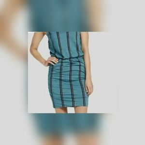Sundry tealstripe scrunch dress